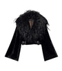 LOUIS VUITTON Black Down Faux Fur-Collar Cropped Jacket
