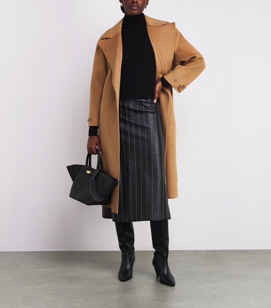 Maje Brown Wool-Blend Double-Faced Coat