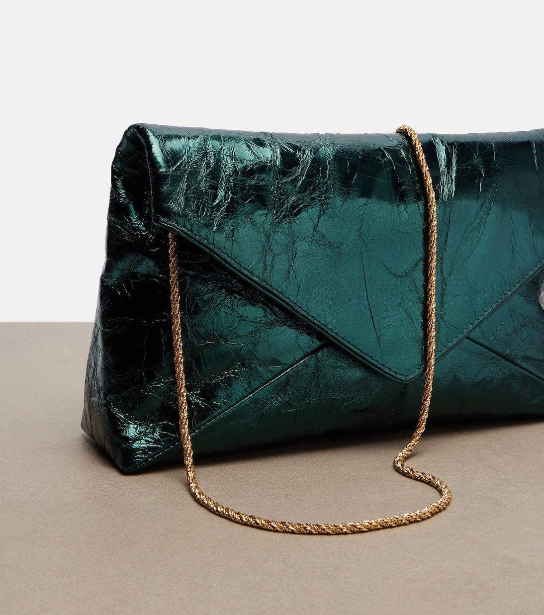 Dries Van Noten - Medium metallic leather clutch