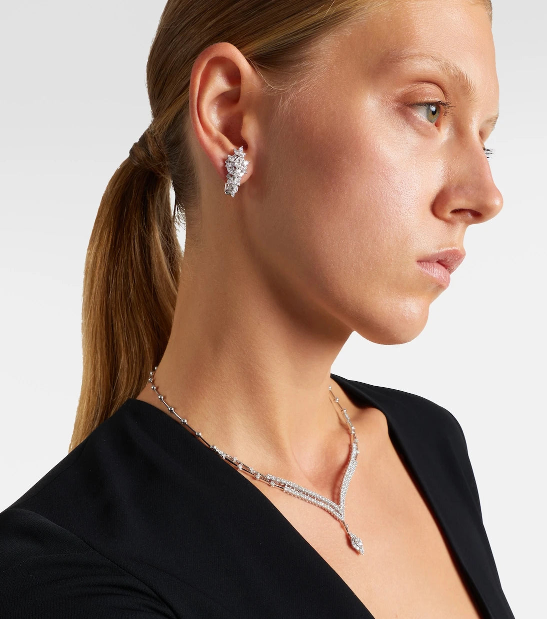 Yeprem - Y-Not 18kt white gold earrings with diamonds
