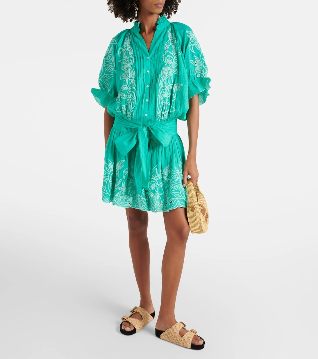 Juliet Dunn - Colorblocked cotton minidress