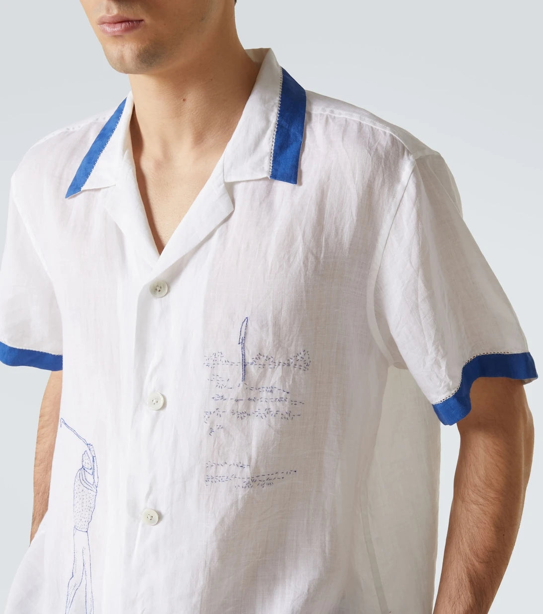Bode - Club Champion embroidered linen shirt