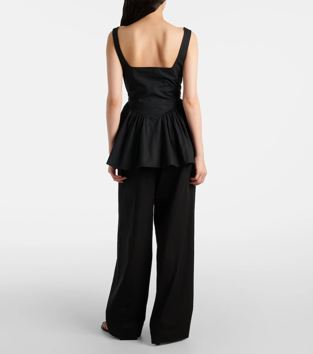 Proenza Schouler - White Label توب بوبلين بدر من مزيج القطن