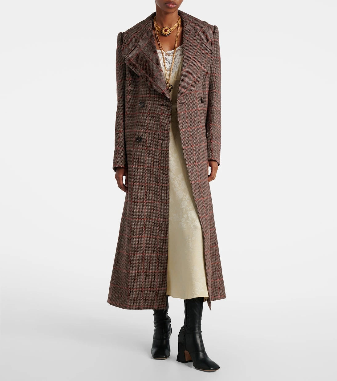 Chloé - Checked double-breasted virgin wool coat