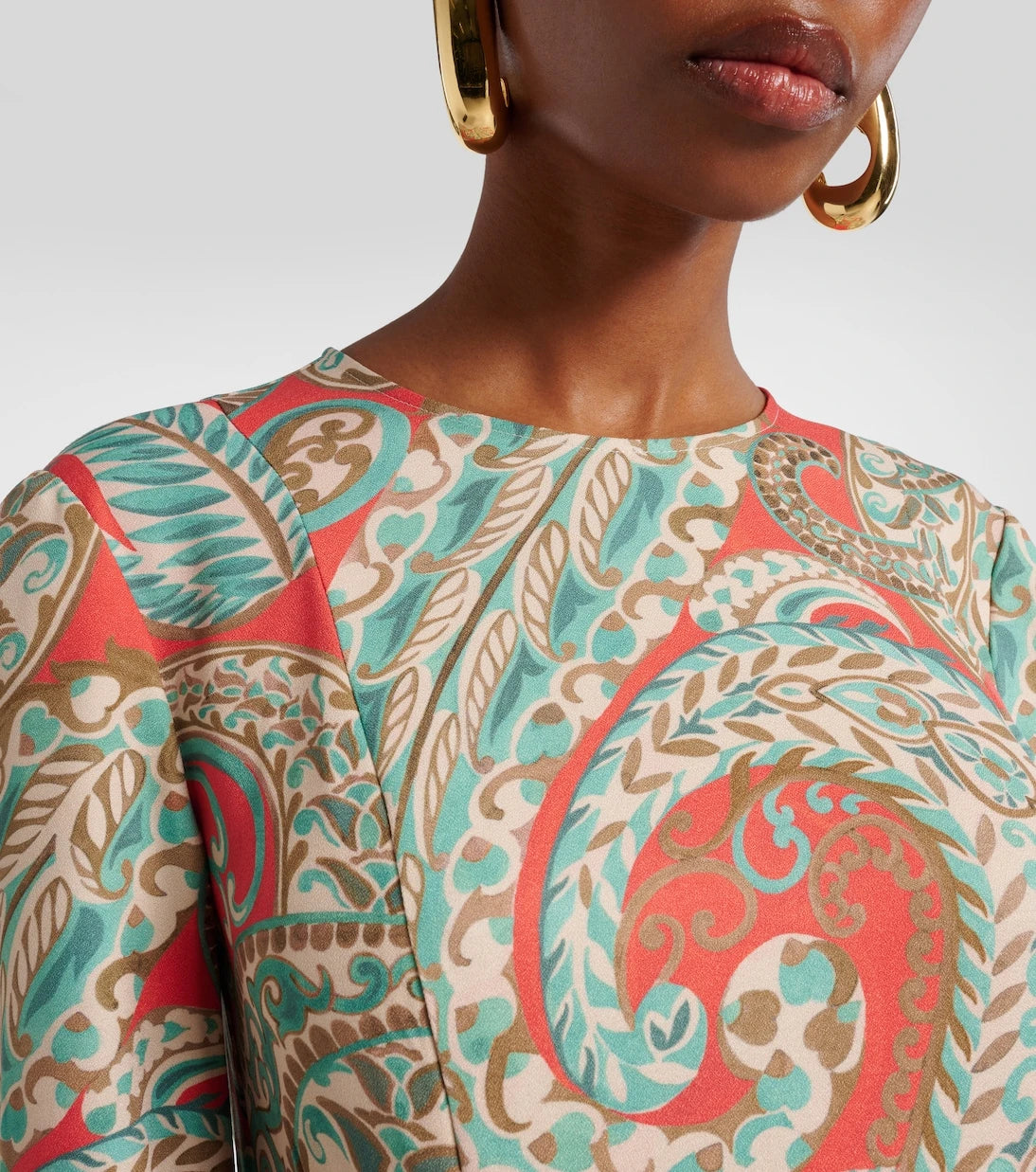Etro - فستان قصير بكسرات ونقشة بيزلي