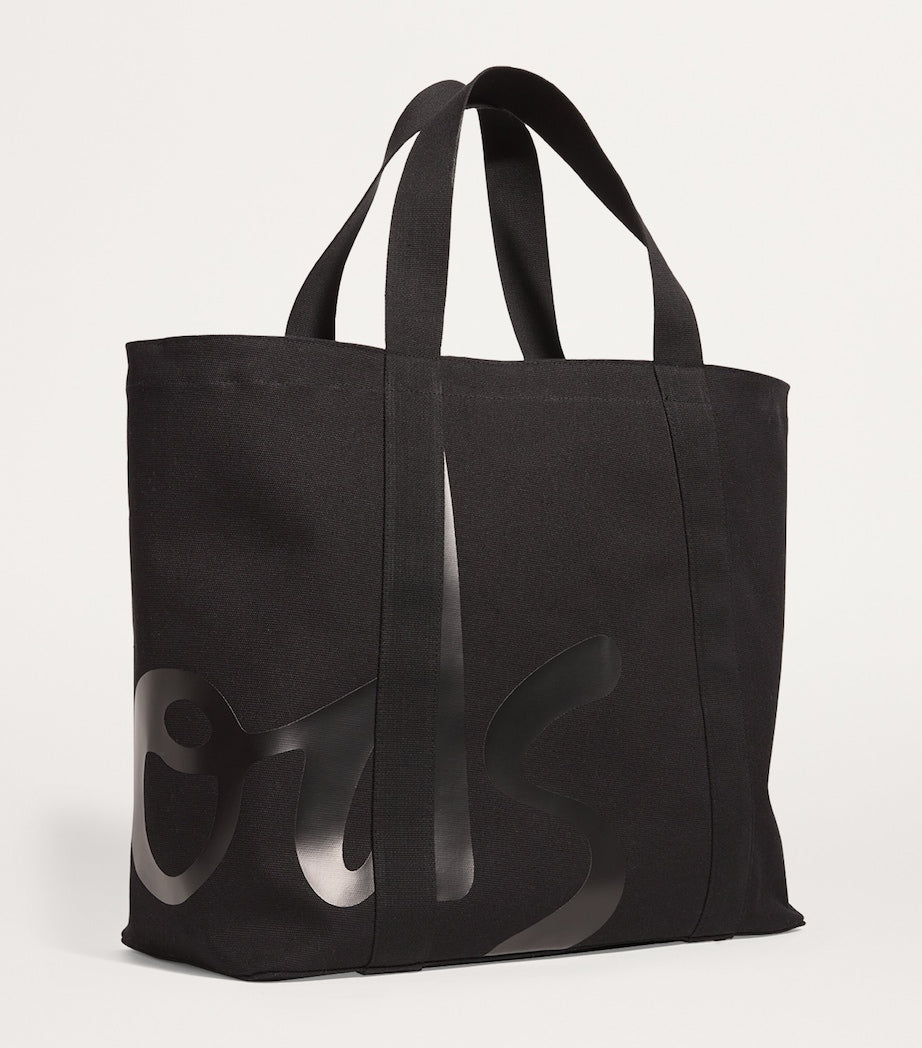 Harrods Black Large Cotton Logo Tote Bag