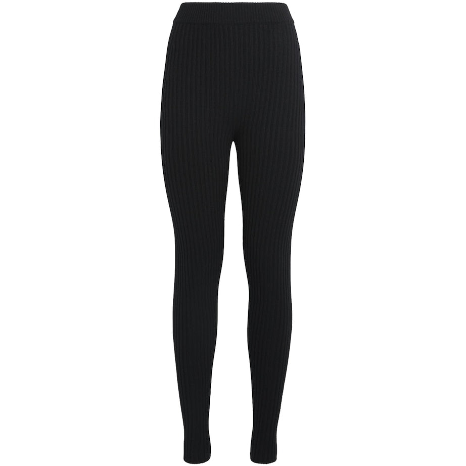 Max Mara Black Wool-Blend Rib-Knit Leggings