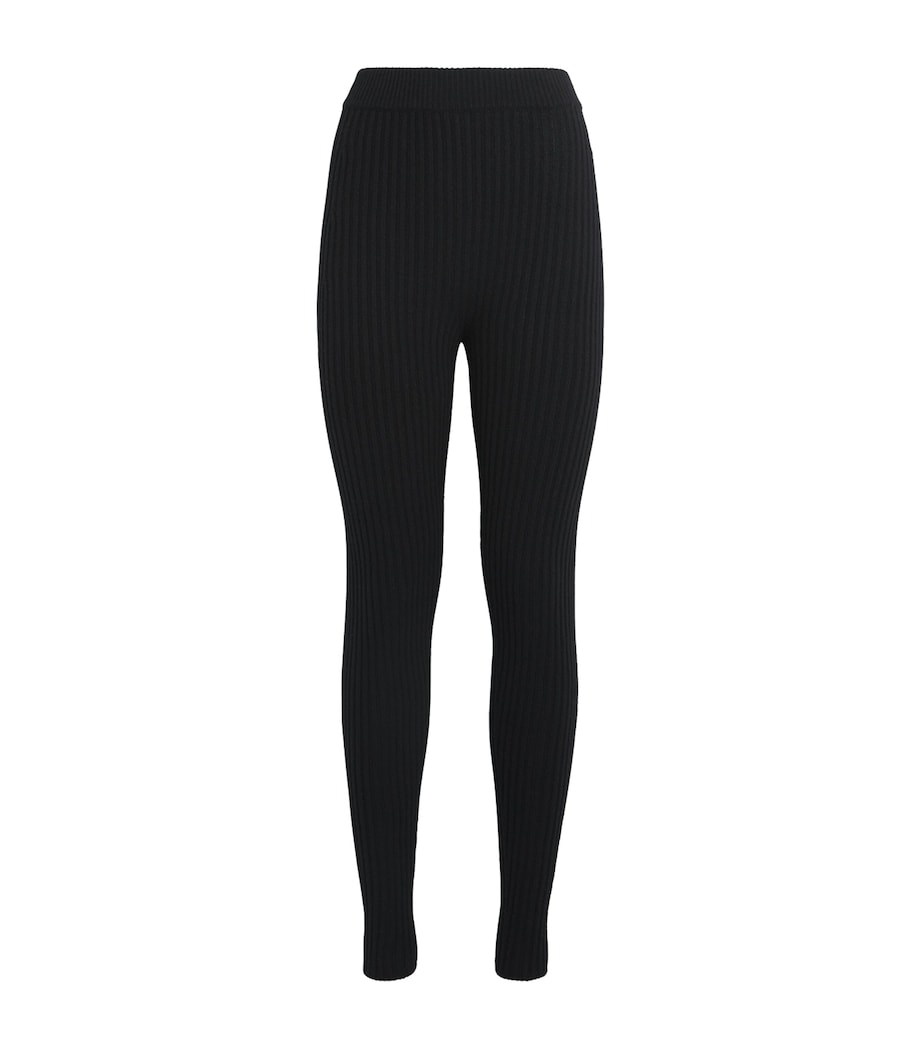 Max Mara Black Wool-Blend Rib-Knit Leggings
