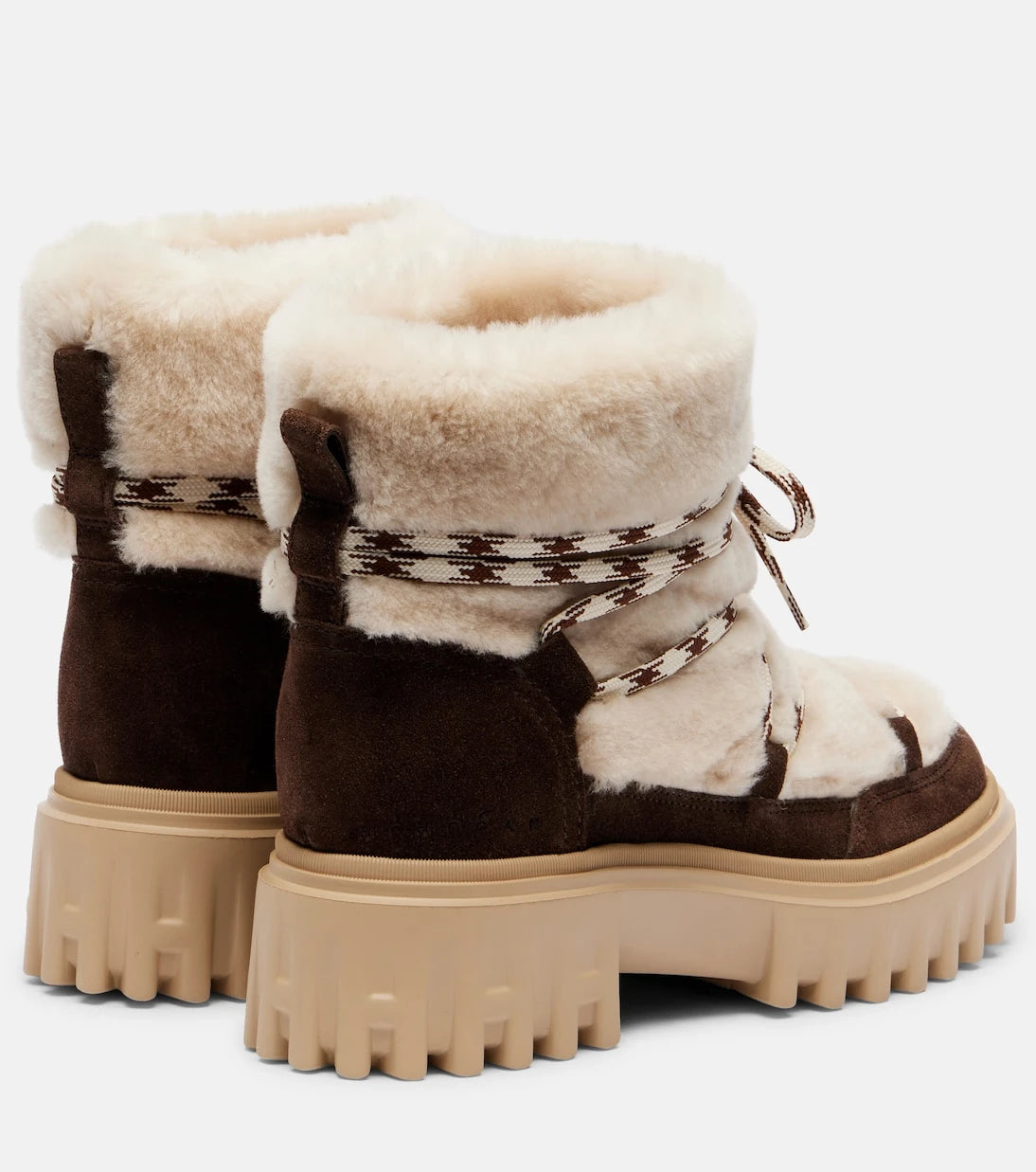 Hogan - Suede and shearling lace-up boots