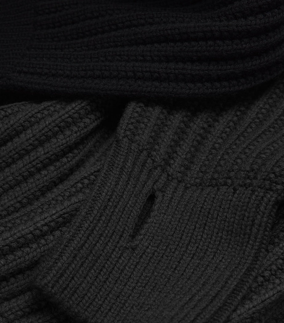 Black Wool Ribbed Sweater