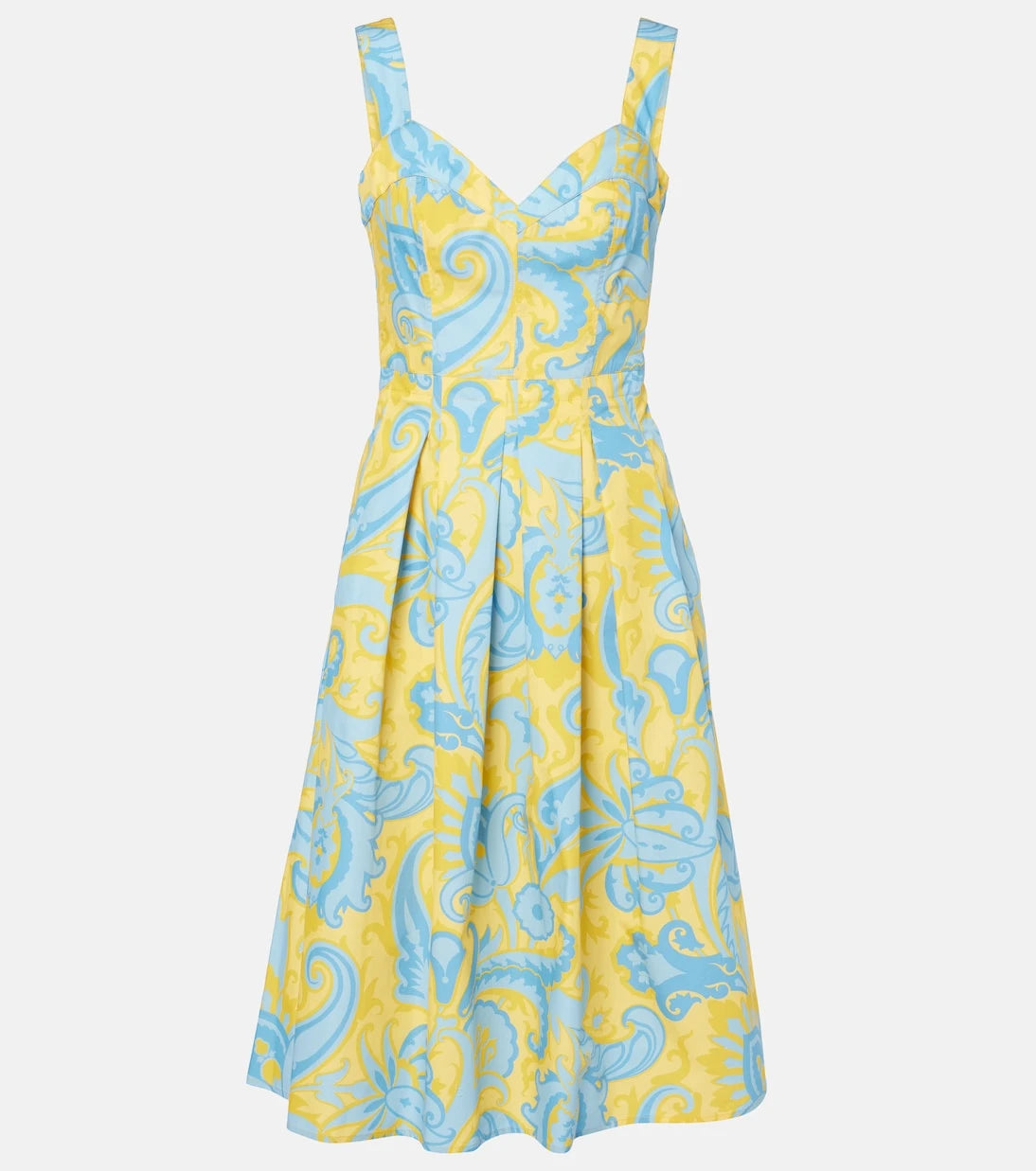 Etro - Paisley pleated cotton midi dress