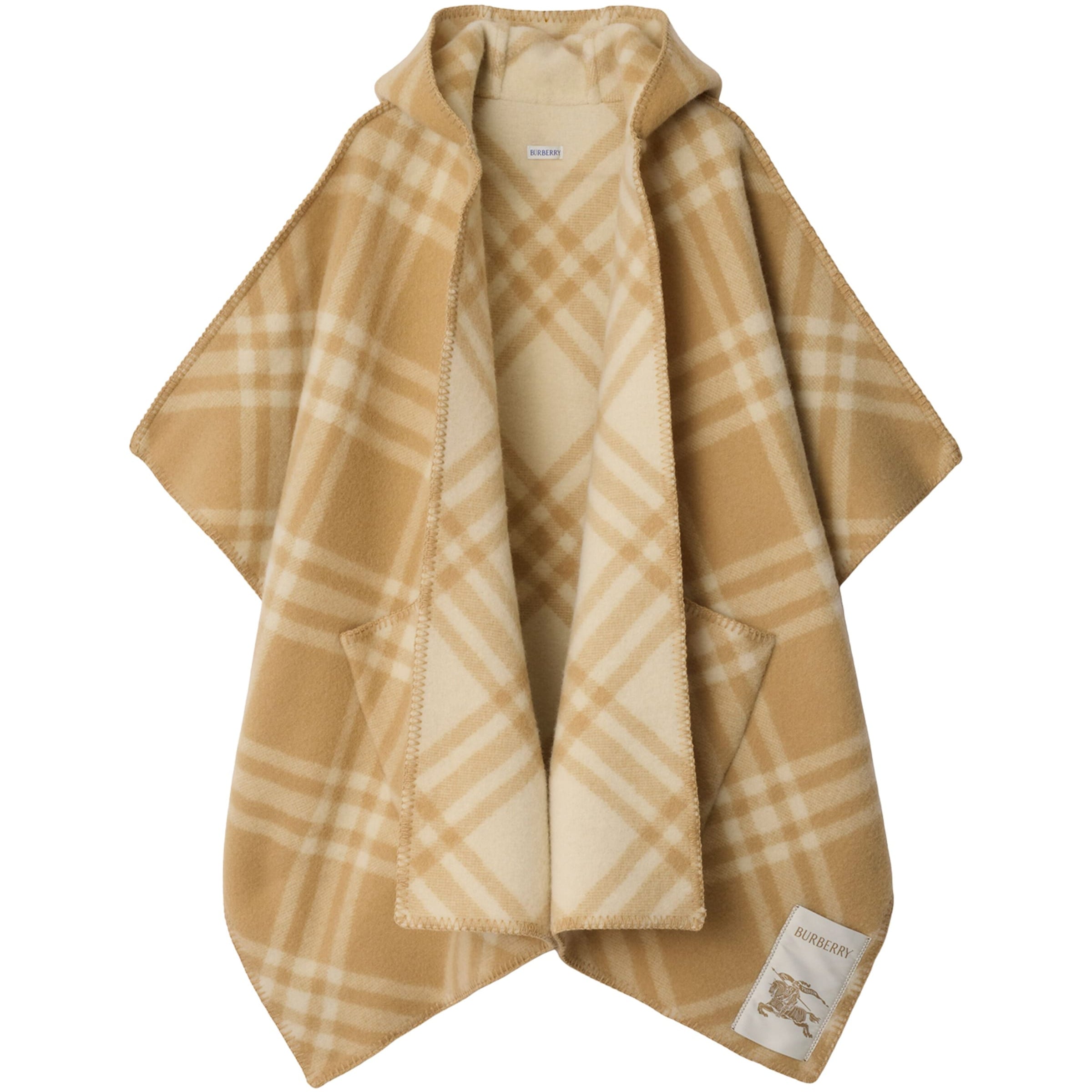 Burberry Beige Wool Reversible Check Cape