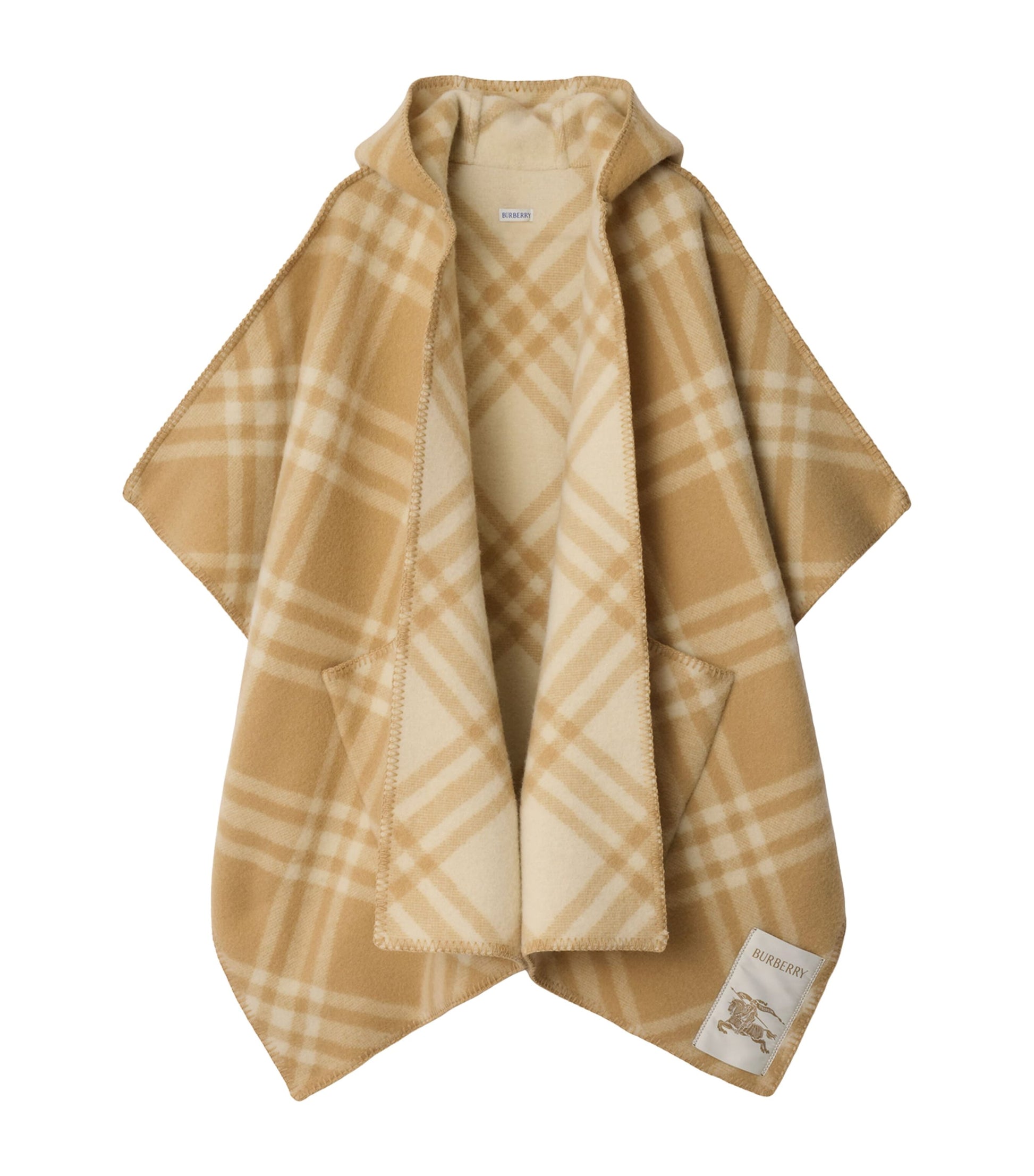 Burberry Beige Wool Reversible Check Cape