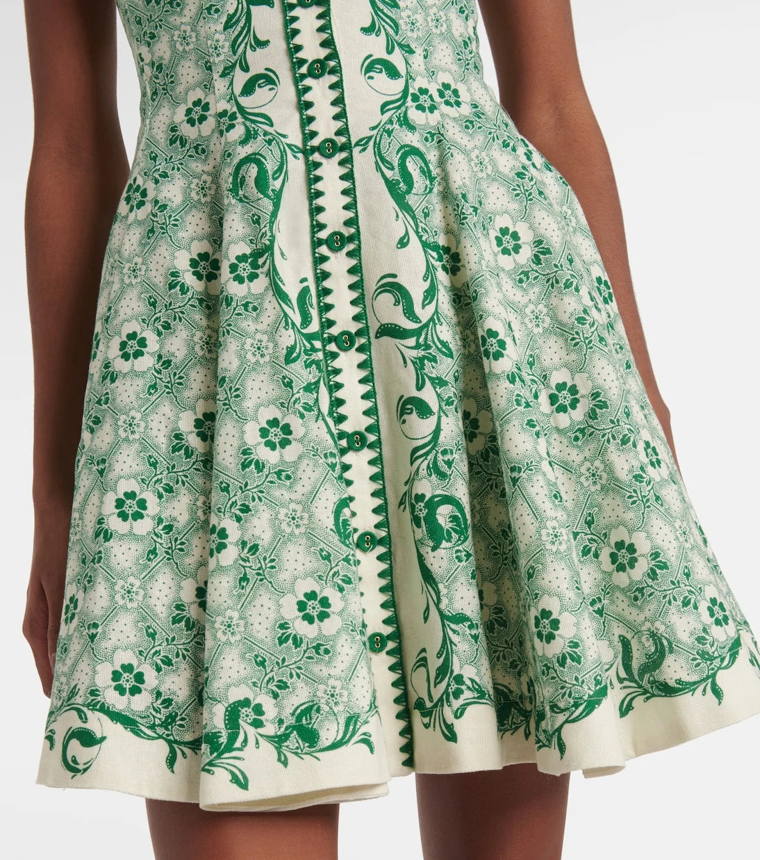 Alémais - Olive printed linen and cotton minidress
