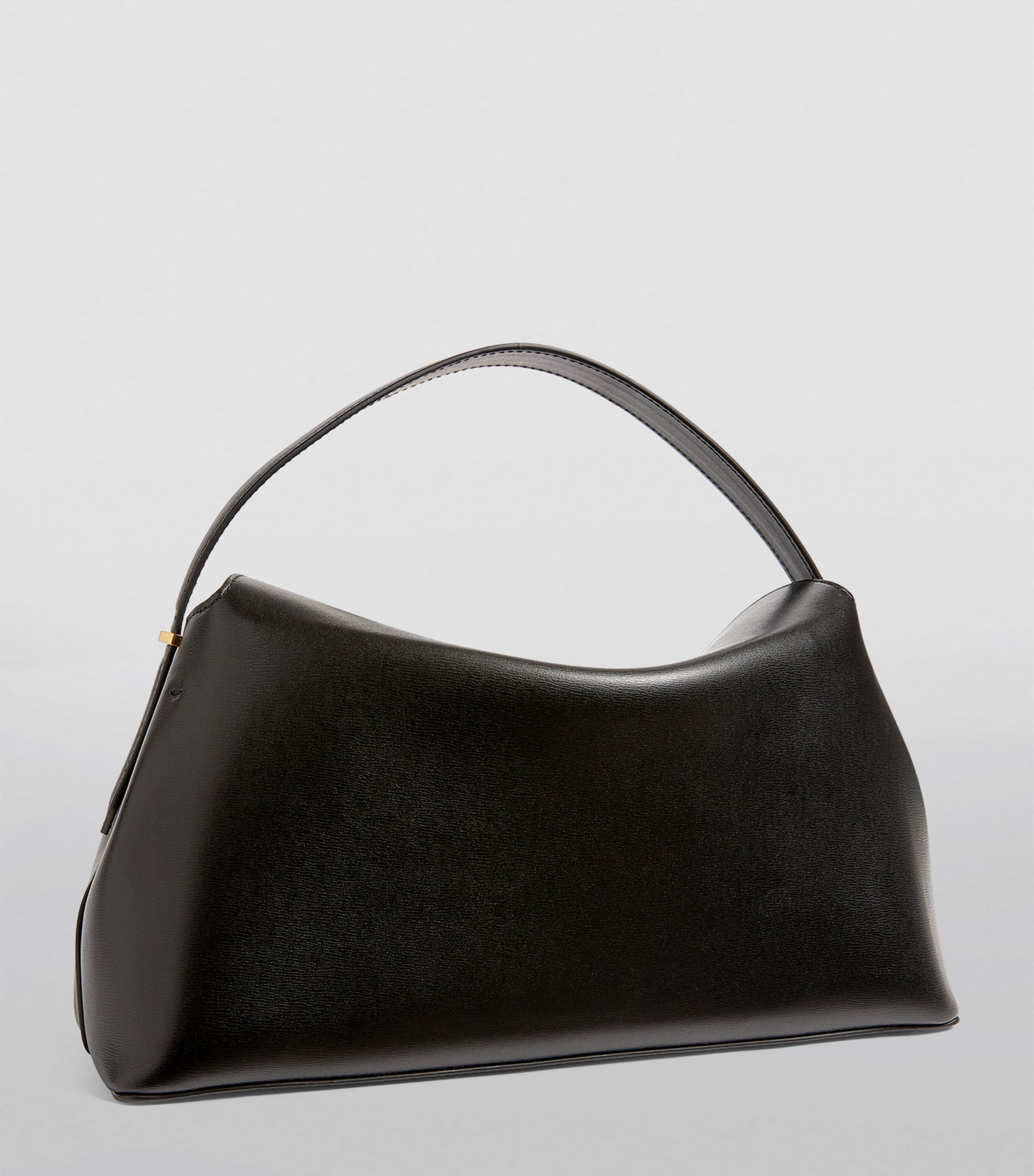 Black Leather T-Lock Top-Handle Bag