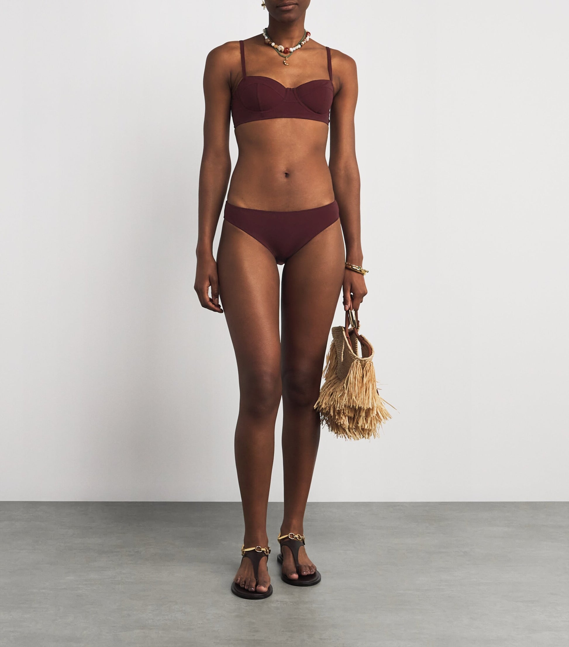 Ulla Johnson Burgundy Dani Mid-Rise Bikini Briefs