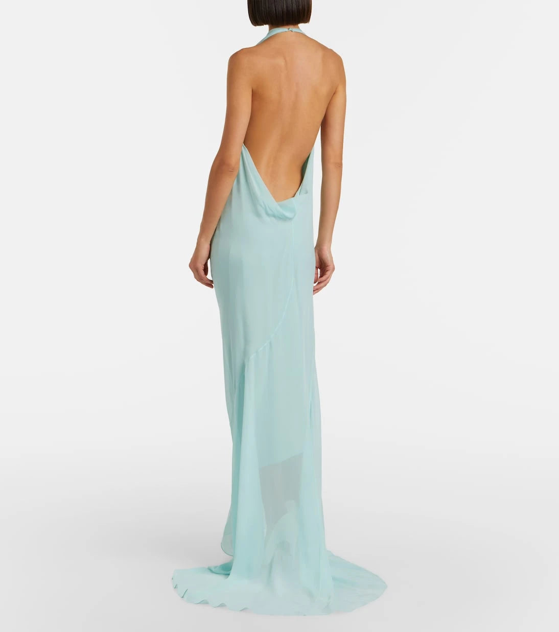 Mugler - Draped sheer silk crêpe georgette gown
