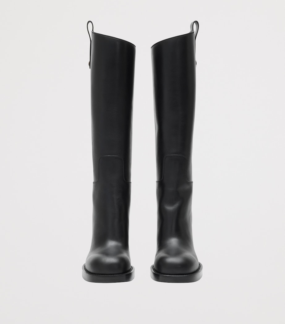 Burberry Black Calf Leather Cavalier Knee-High Boots 85