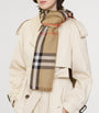 Beige Wool-Silk Reversible Check Scarf