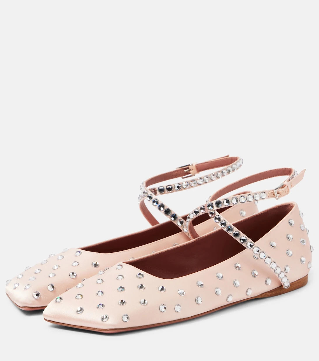 Amina Muaddi - Ane crystal-embellished satin ballet flats