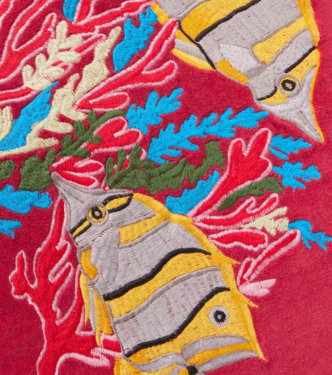 Les-Ottomans - Tropical embroidered cotton velvet cushion