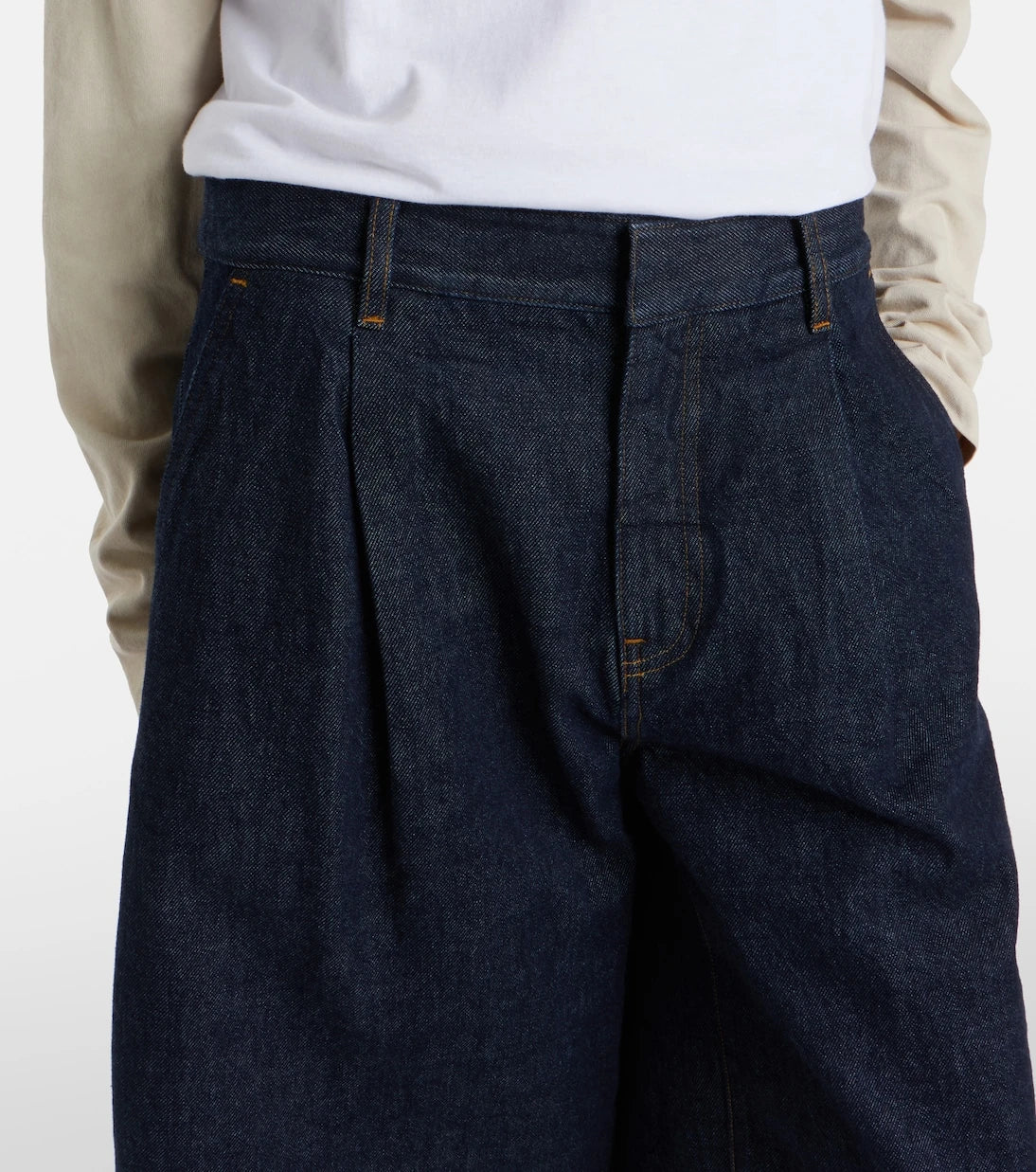 Frame - Tailored low-rise denim wide-leg shorts