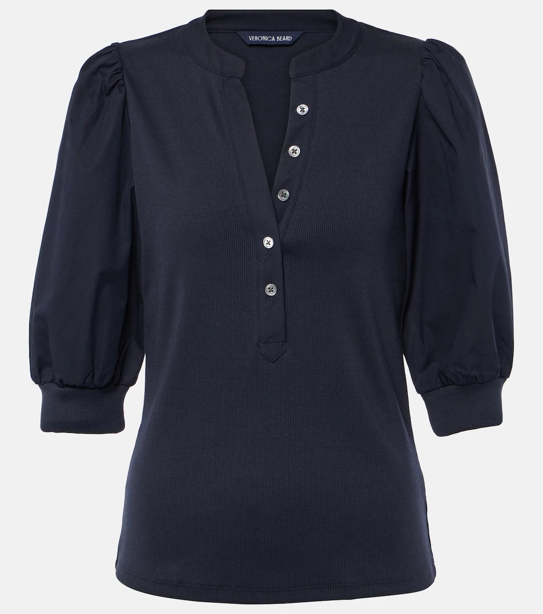 Veronica Beard - Coralee puff-sleeve cotton-blend top