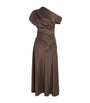 Simkhai Brown Satin Asymmetric Joanna Midi Dress