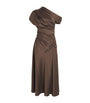 Simkhai Brown Satin Asymmetric Joanna Midi Dress