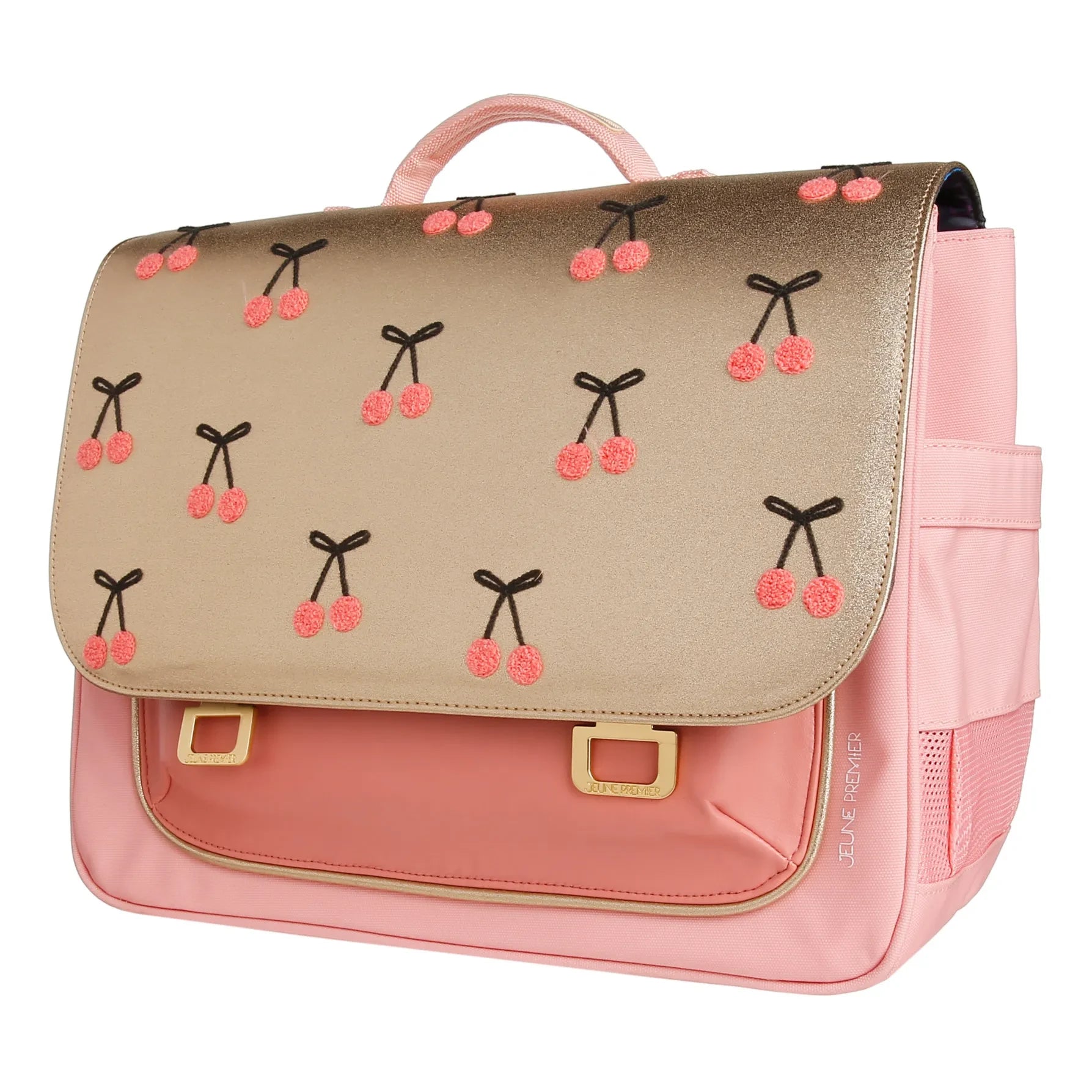 Jeune Premier - Midi Cherry Pompom School Bag | Gold