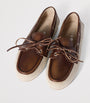 Miu Miu Neutral Canvas and Bleached Leather Boat Shoes