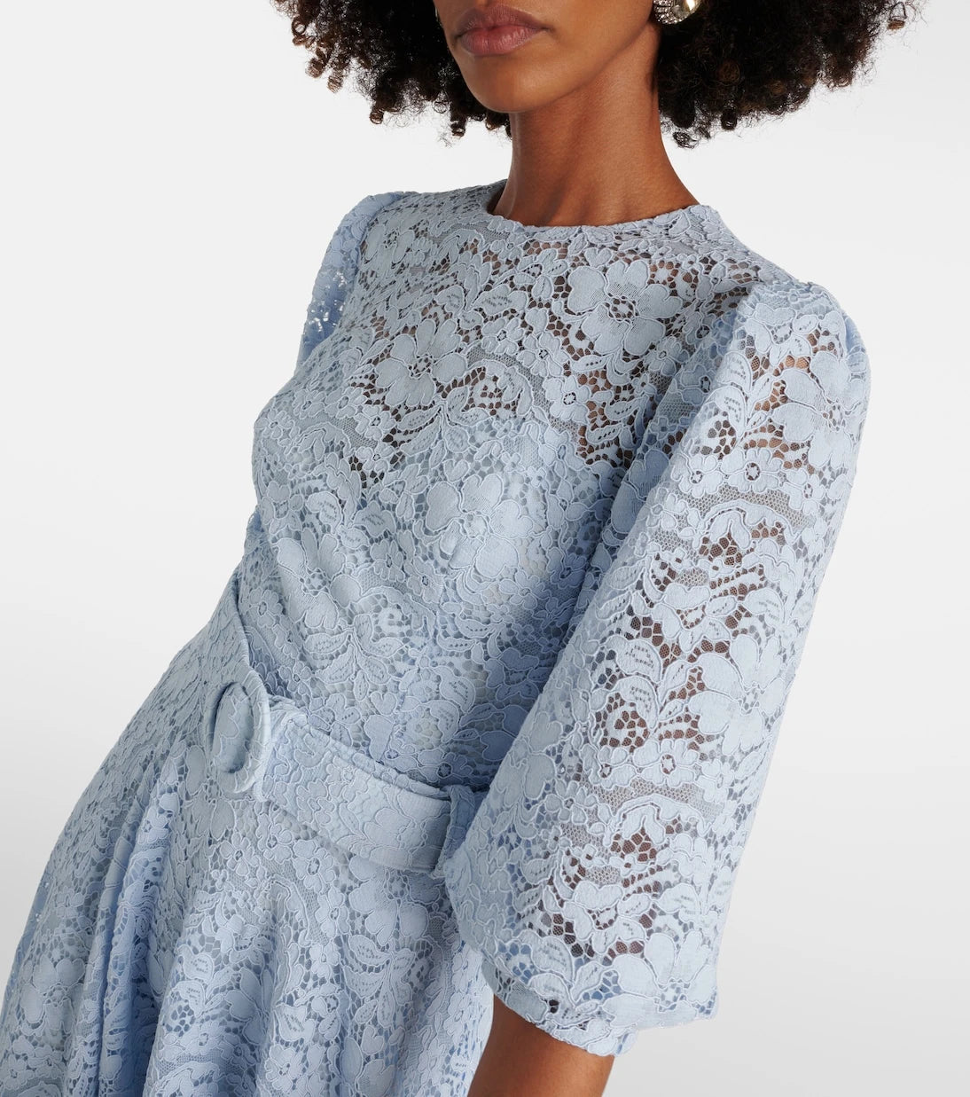 Costarellos - Floral lace asymmetric midi dress