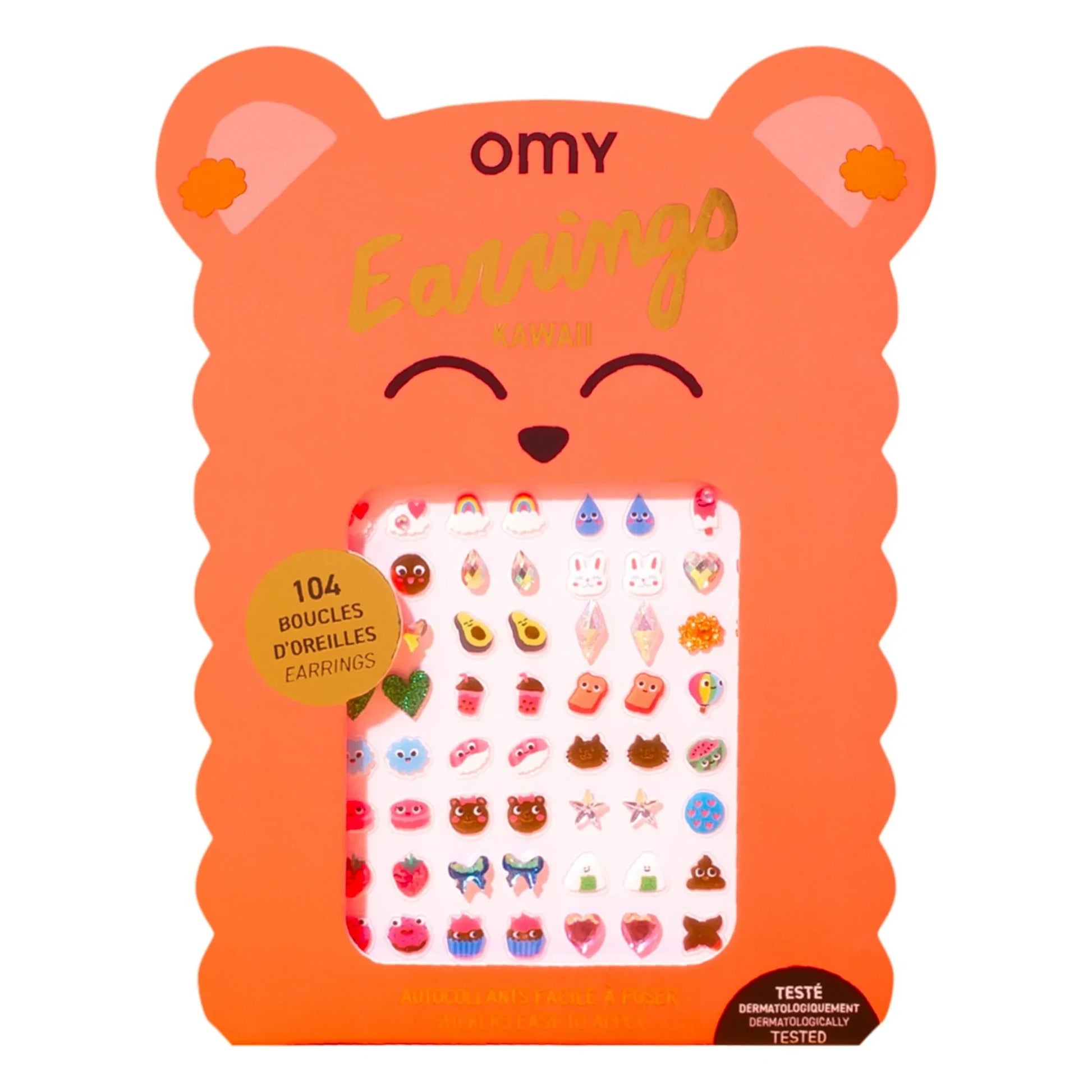 Omy - Kawaii self-adhesive earrings | Orange