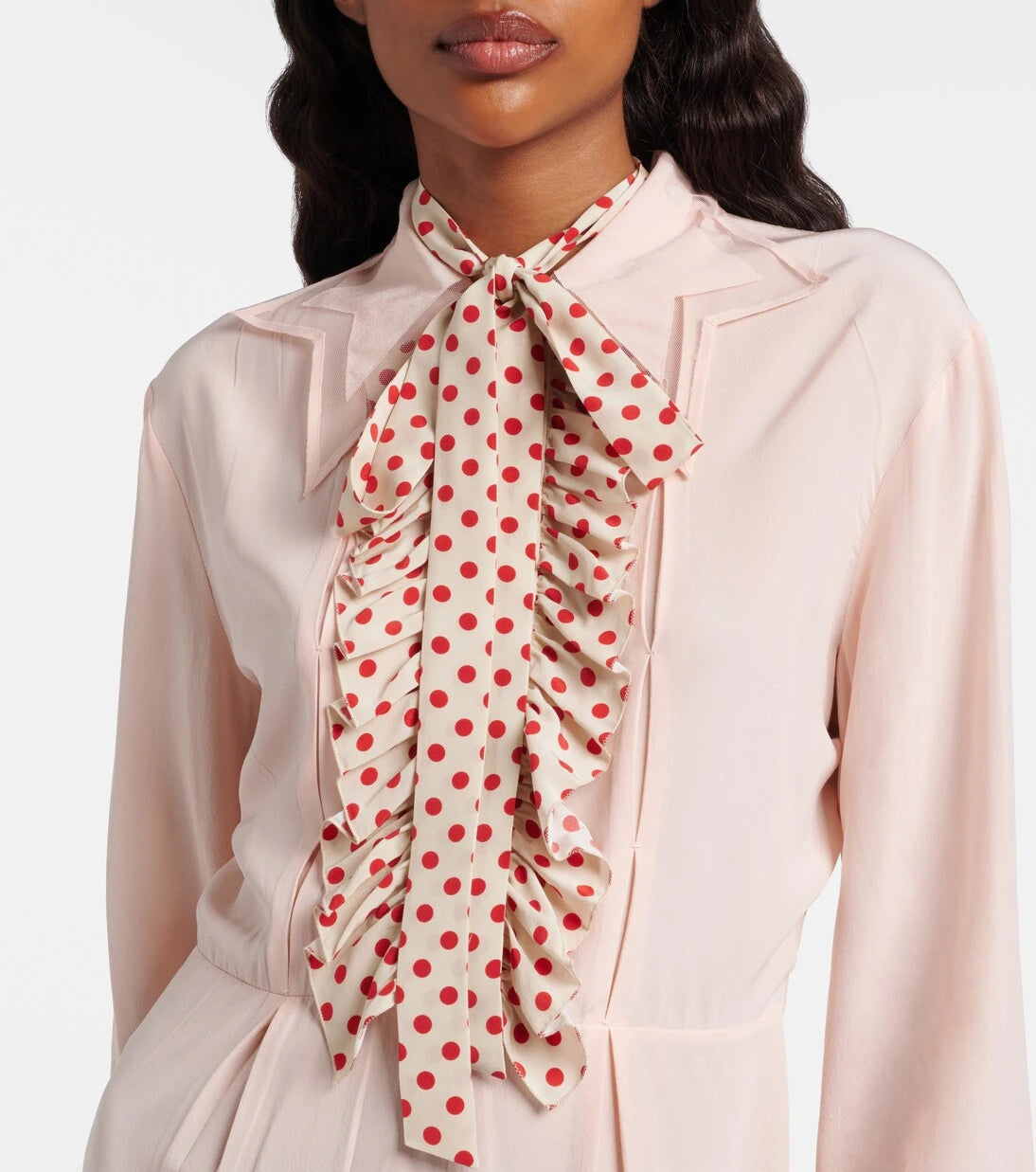 Prada - Belted polka-dot silk midi dress