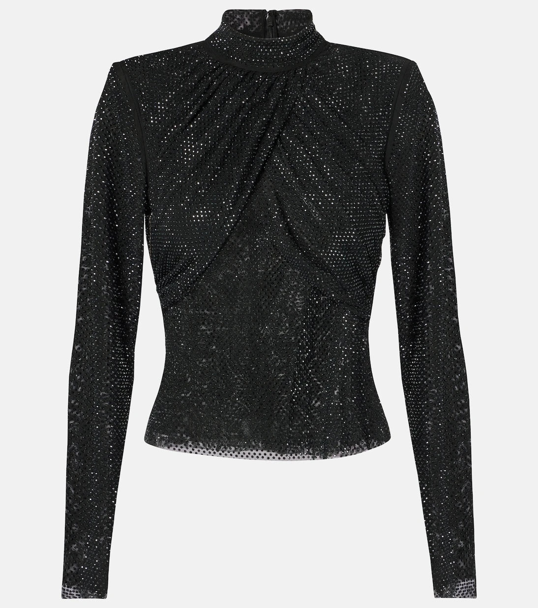 Self-Portrait - Embellished mesh top