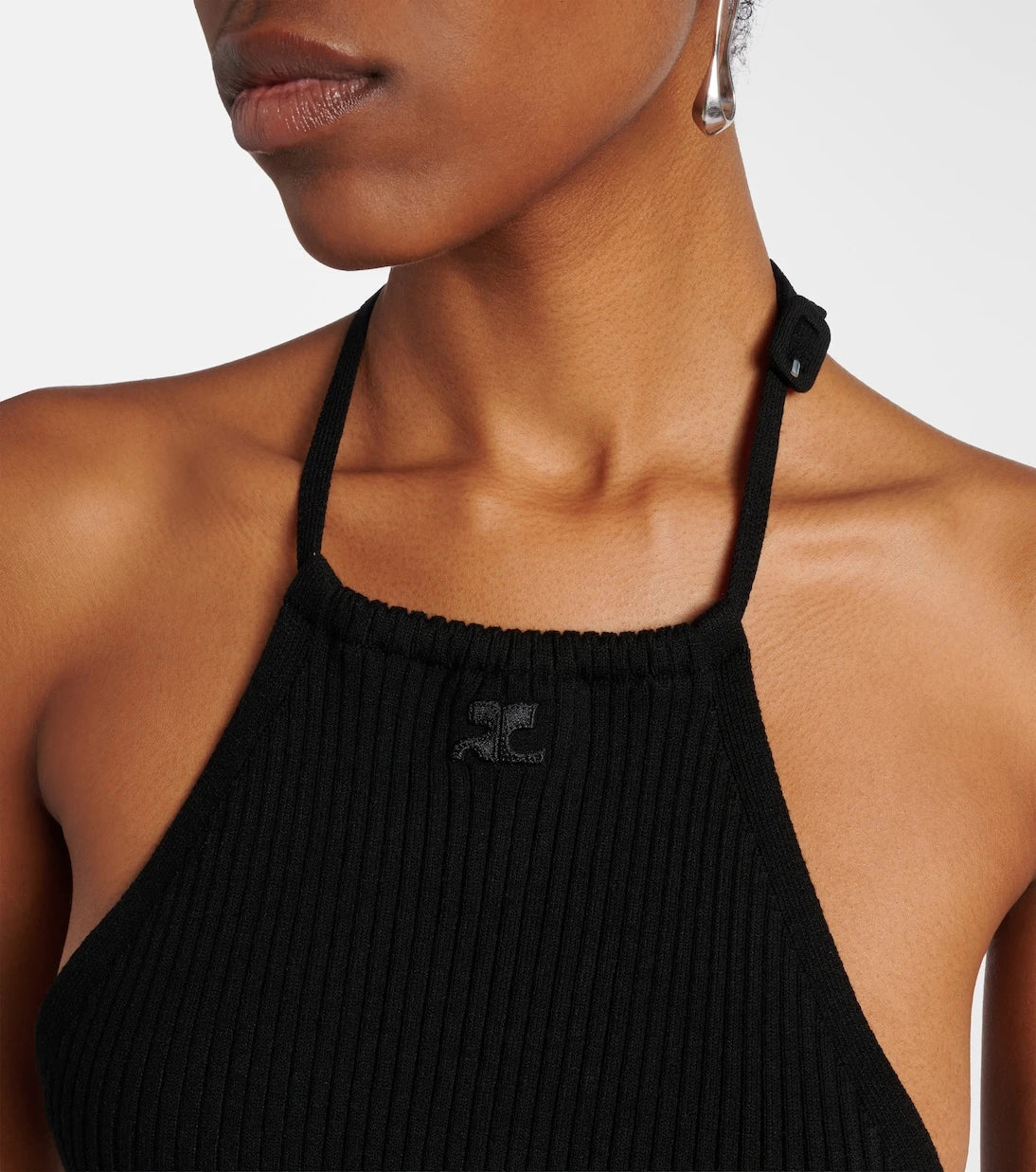 Courrèges - Pointy ribbed-knit halterneck top