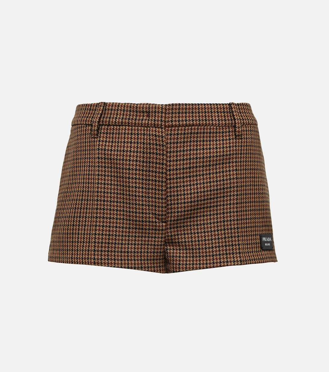Prada - Houndstooth virgin wool shorts