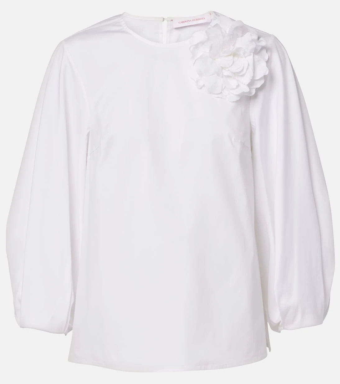 Carolina Herrera - Floral-appliqué cotton-blend blouse