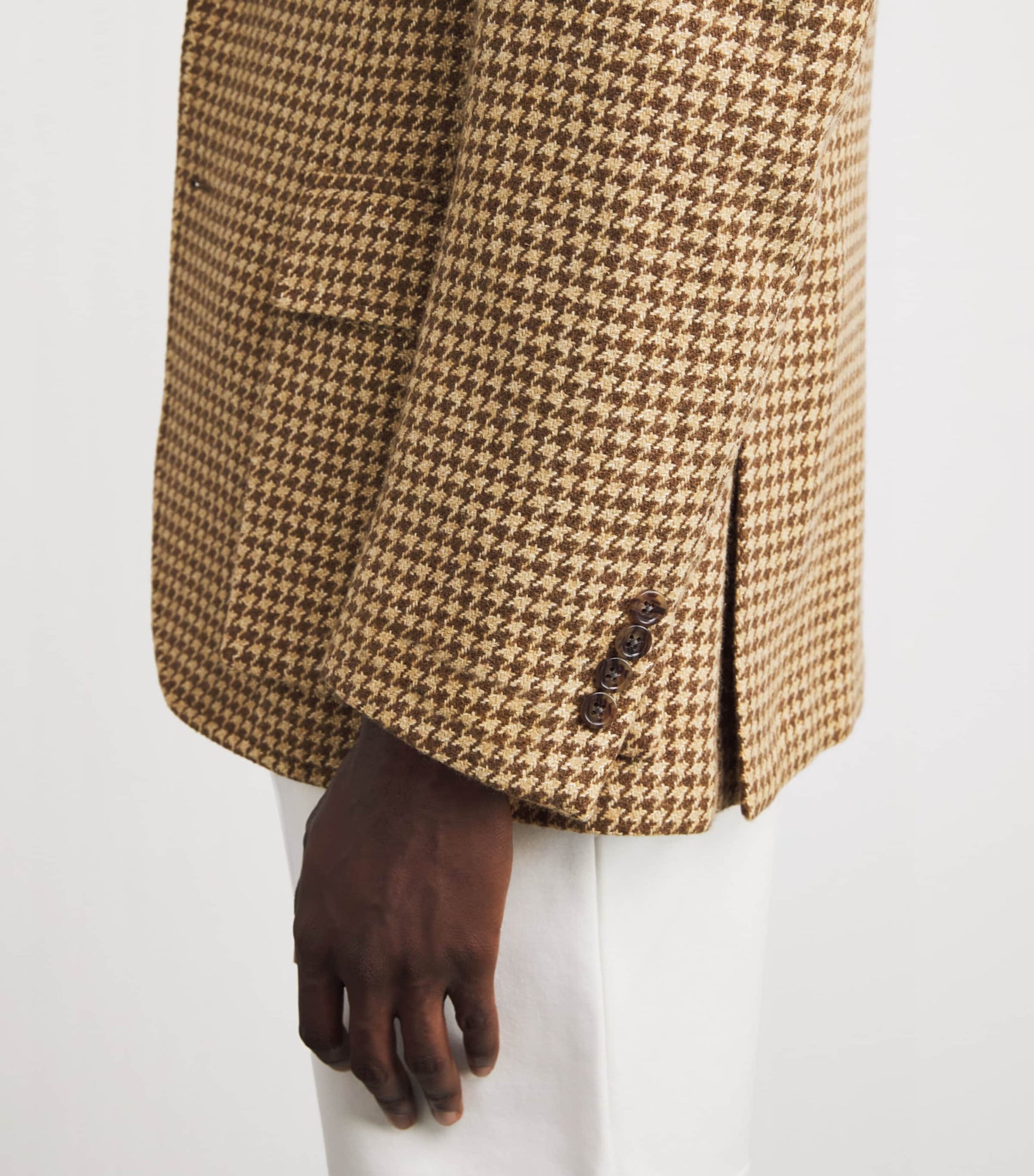 Polo Ralph Lauren Brown Linen, Wool and Silk Houndstooth Blazer