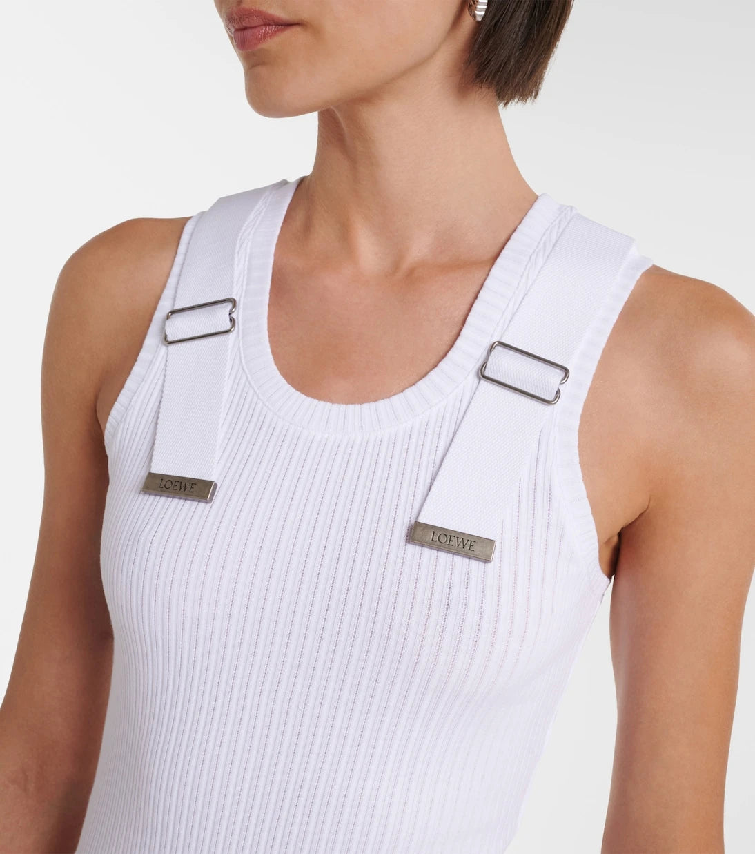 Loewe - Ribbed-knit cotton-blend tank top