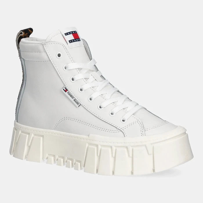 Кожени маратонки Tommy Jeans TJW VULC FLATFORM LEOPARD