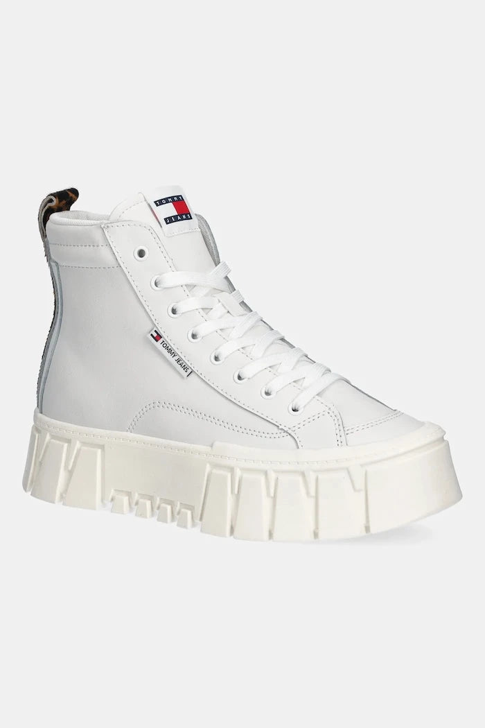 Tommy Jeans TJW VULC FLATFORM LEOPARD Deri Spor Ayakkabı