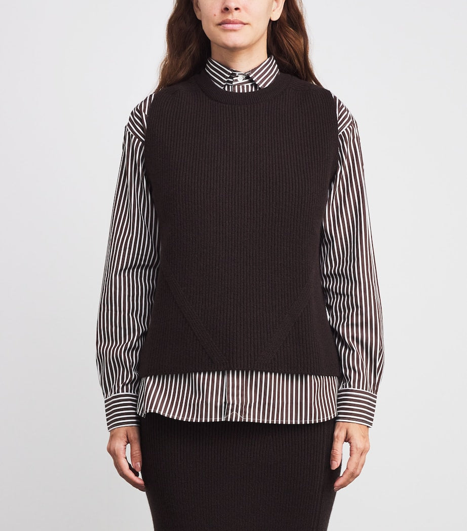 Johnstons Of Elgin Brown Cashmere-Blend Knitted Tank Top