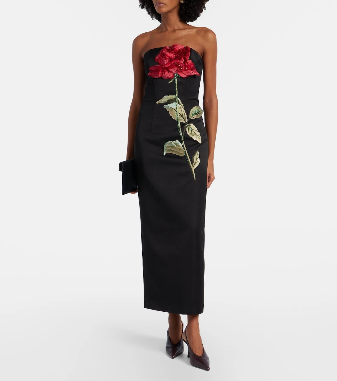 Leo Lin - Rayna floral-appliqué midi dress