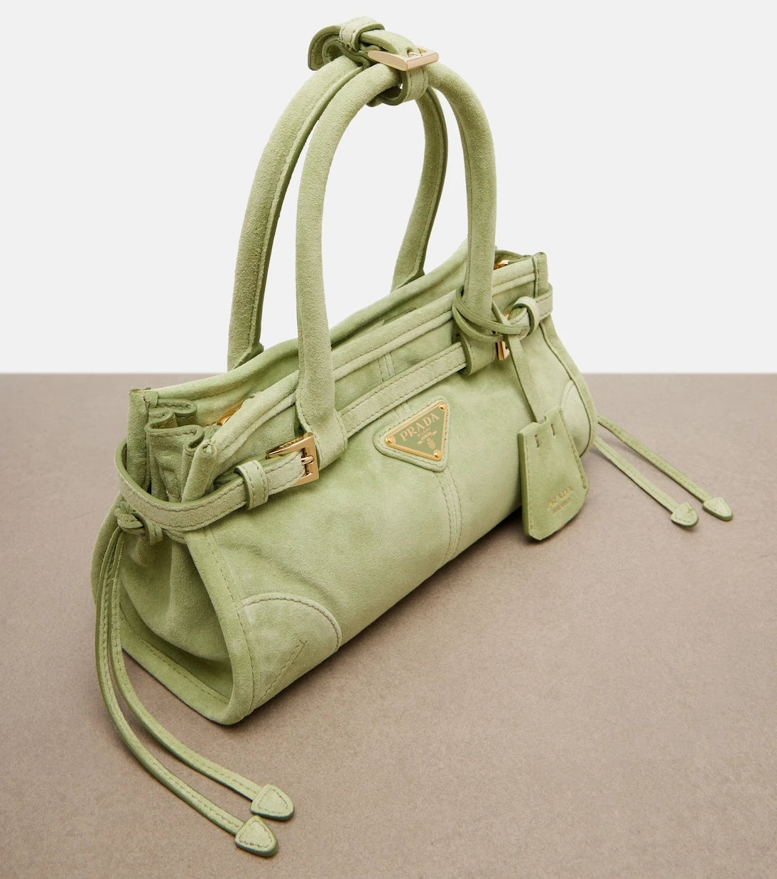 Prada - Prada Bonnie Mini suede top-handle bag