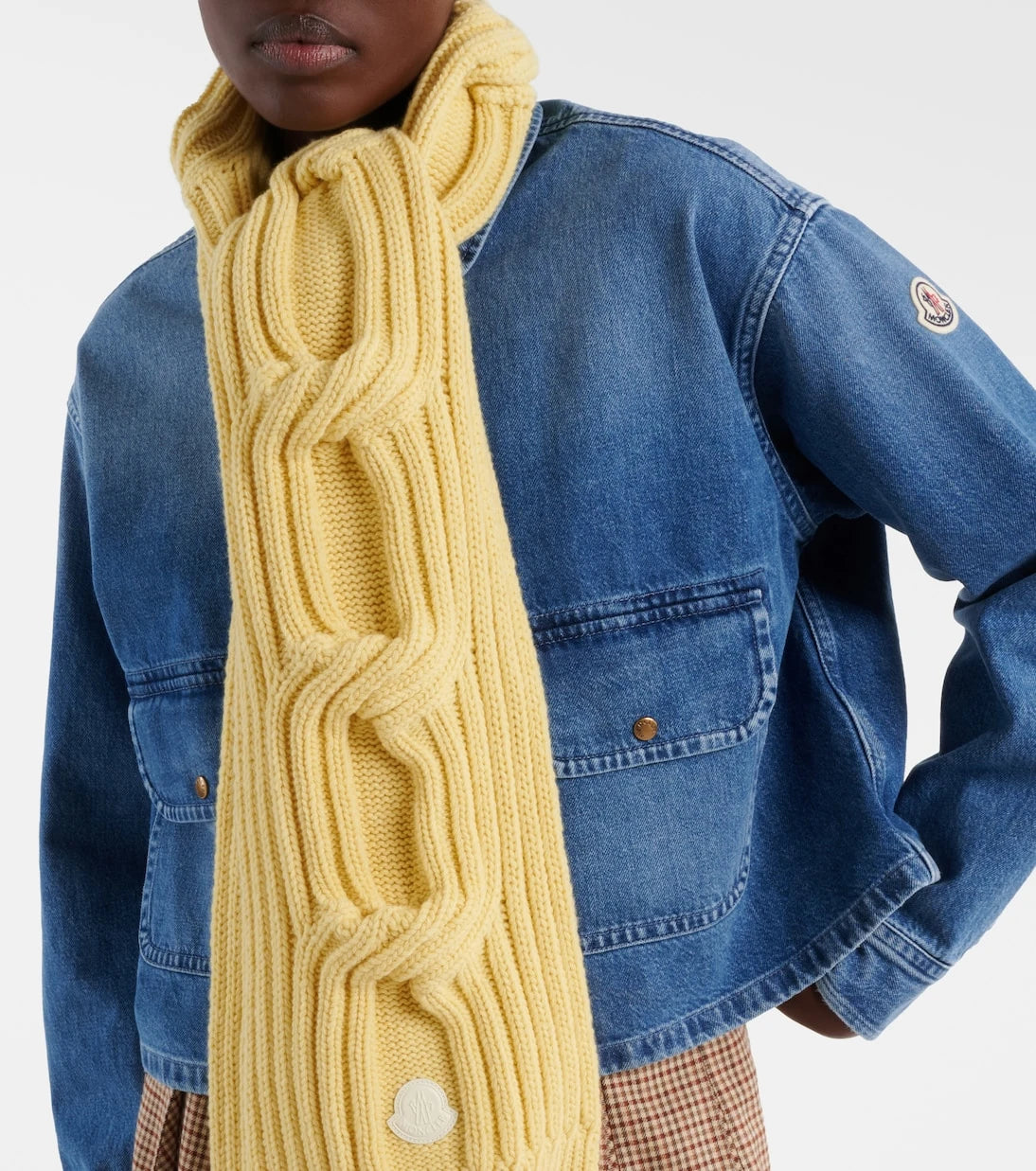 Moncler - Cable-knit wool and cashmere scarf