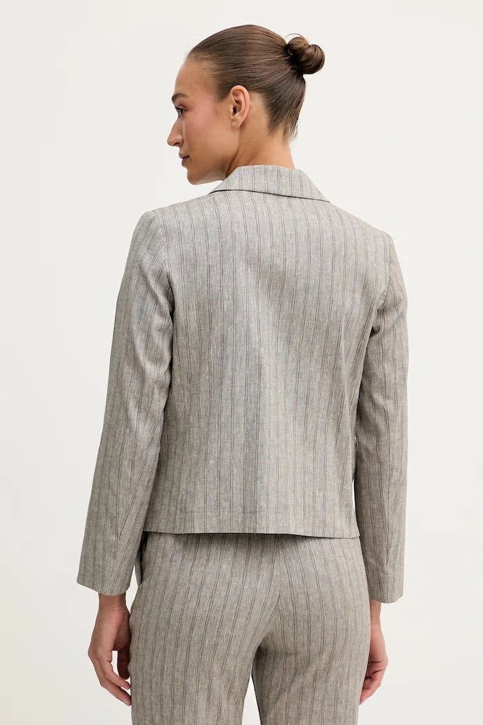 Sisley tek düğmeli kadın keten blazer