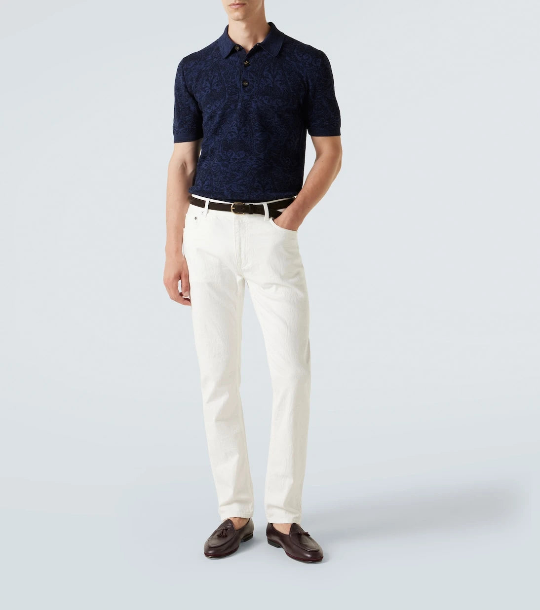 Etro - Cotton and wool-blend jacquard polo sweater