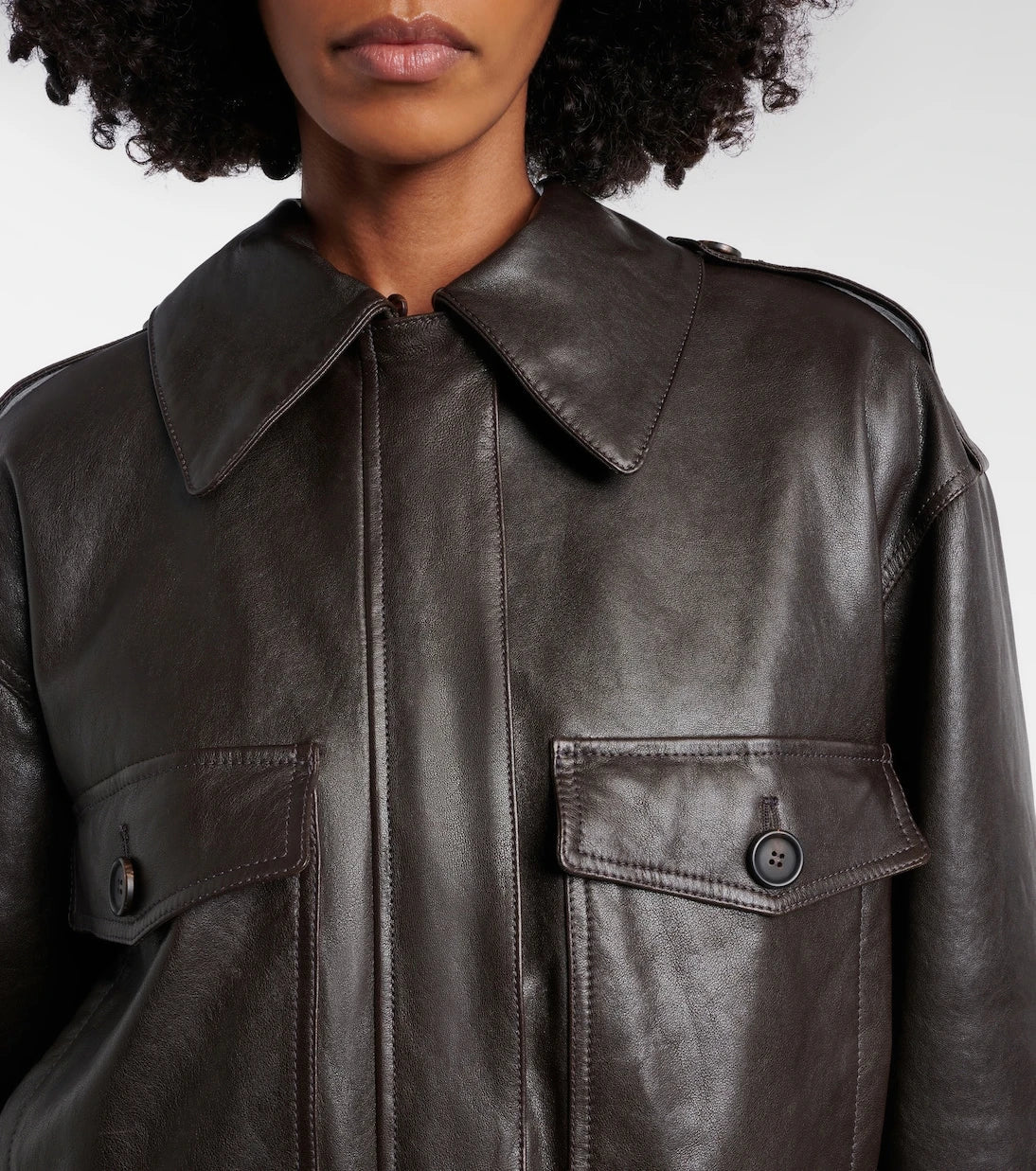 Brunello Cucinelli - Shearling-trimmed leather bomber jacket