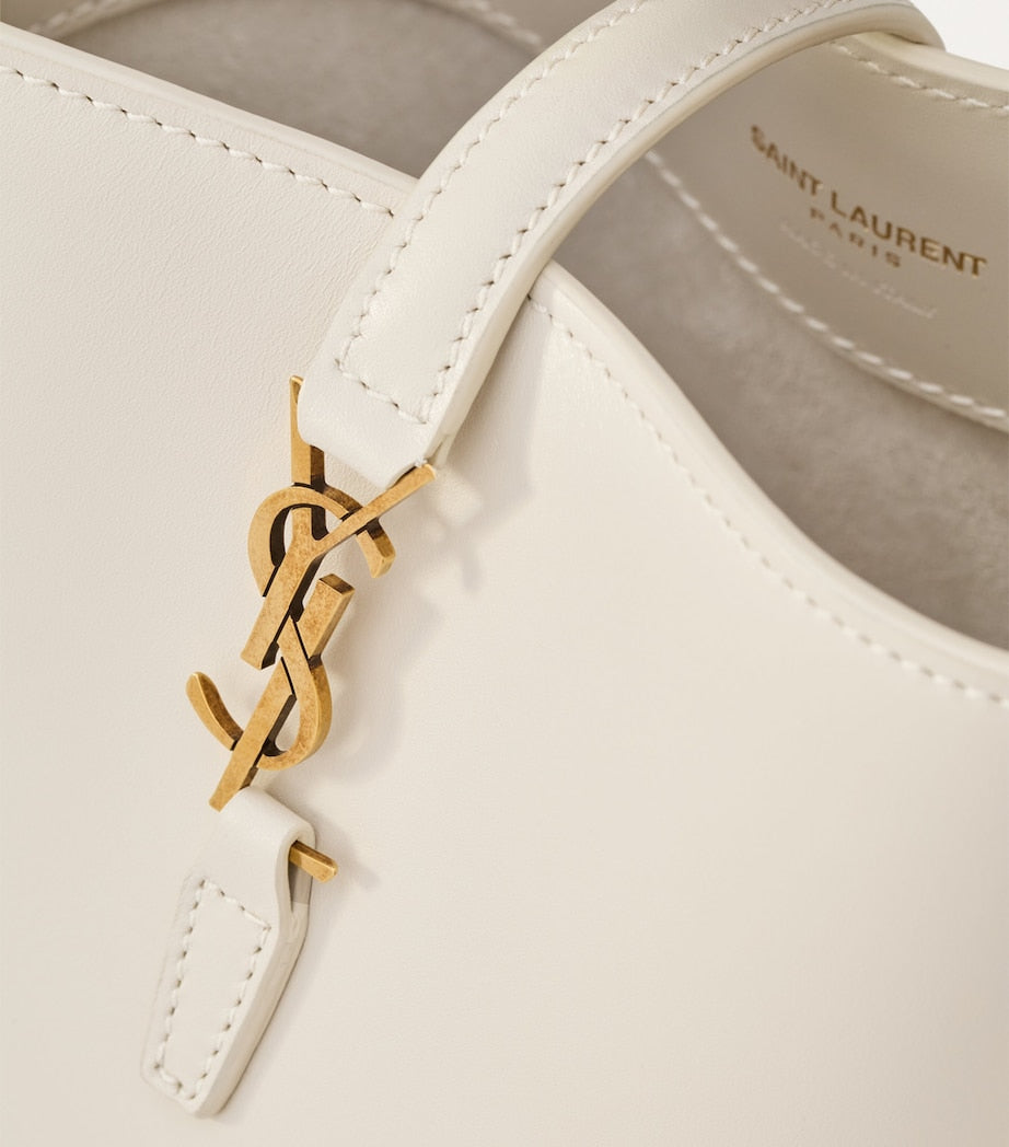 Saint Laurent White Mini Leather Le 37 Bucket Bag